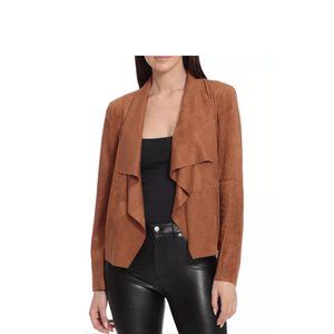 Faux Drape- Front Suede Blazer Jacket